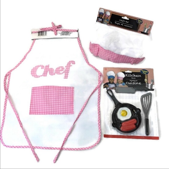 Unbranded Other - 3 piece Kids Chef Set Hat Apron Tools